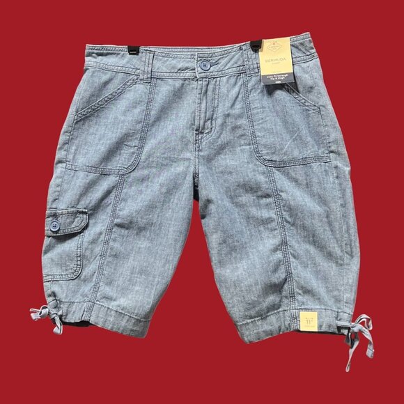St. John's Bay - Women's Mid-Rise Cargo Bermuda Short - Light Blue - 4 - Picture 1 of 16